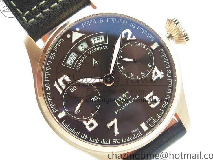 MIROTIME 0202 Popular Big Pilot Real PR IW502706 RG YLF 1:1 Best Edition Brown Dial On Calfskin Strap A 7223